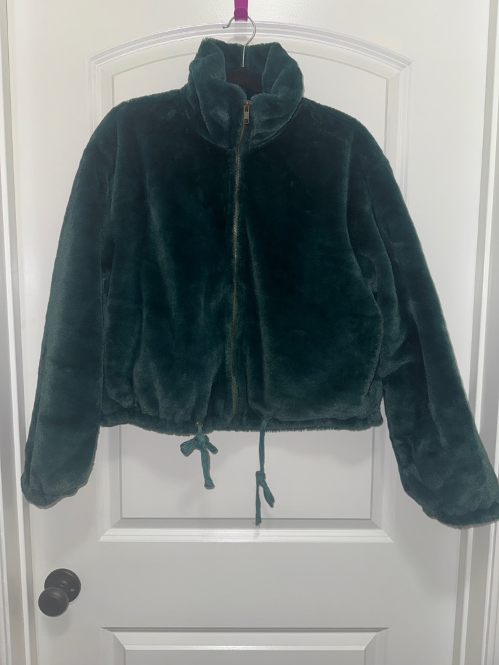 Plush Faux Fur Teddy Jacket - Deep Green